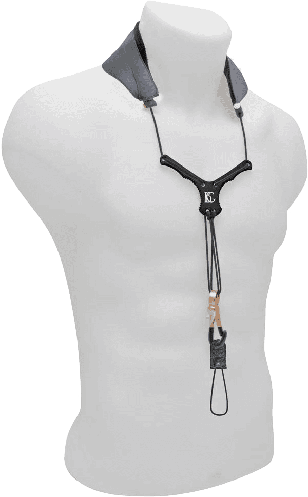 Zen leather yoke for bass clarinet - metal carabiner