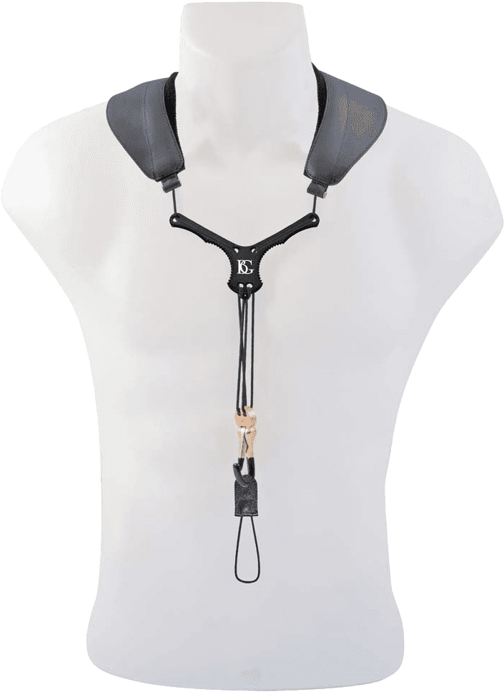 Zen leather yoke for bass clarinet - metal carabiner