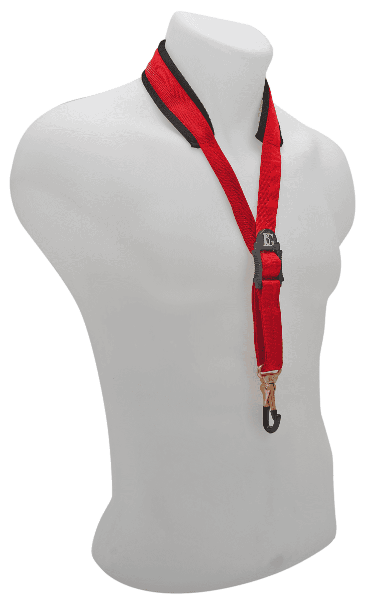 Strap comfort red for sax - metal snap hook