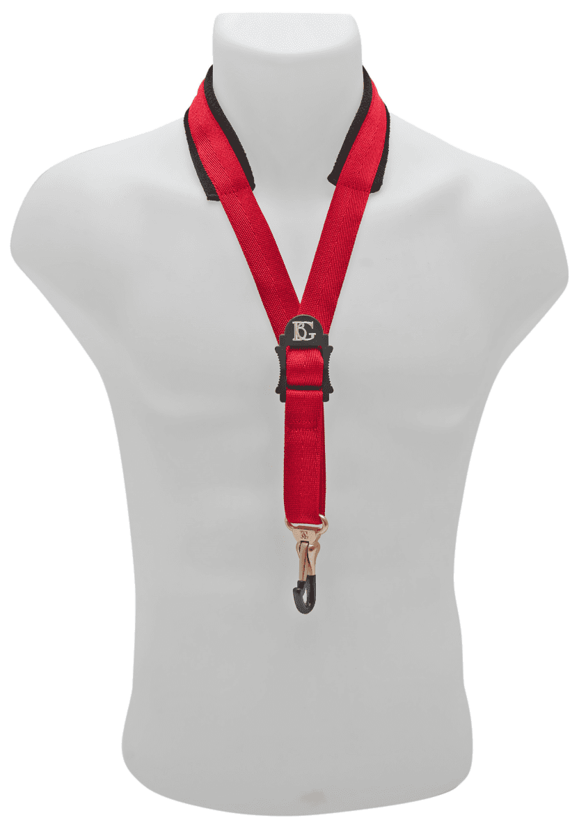 Strap comfort red for sax - metal snap hook