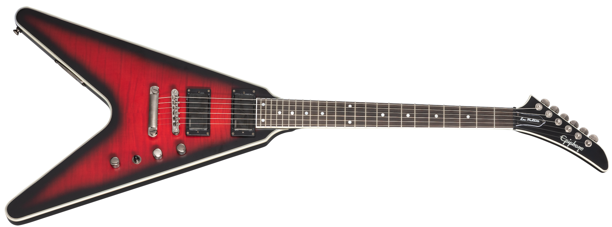 Dave Mustaine Prophecy Flying V Figured Aged Dark Red Burst