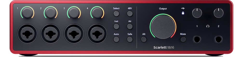 18 in/16 out audio interface, adat, auto gain, midi, spdif, monitor switch