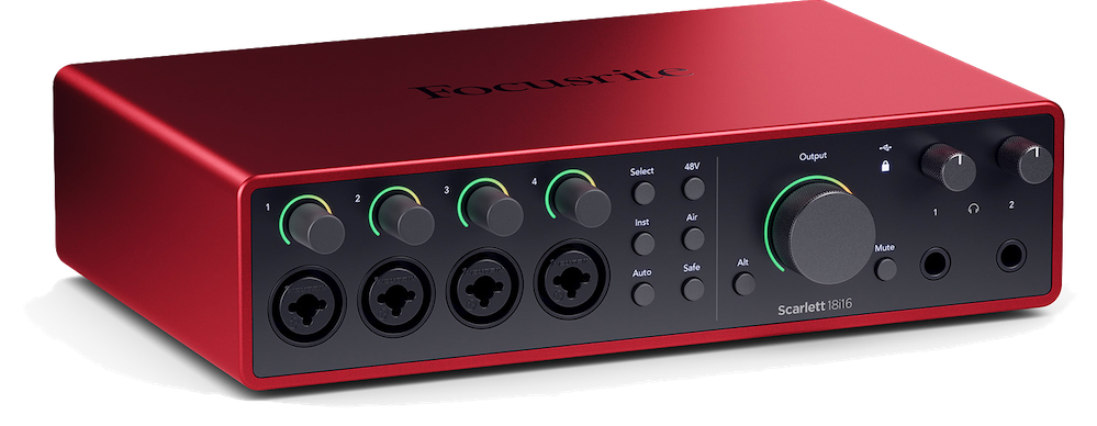 18 in/16 out audio interface, adat, auto gain, midi, spdif, monitor switch