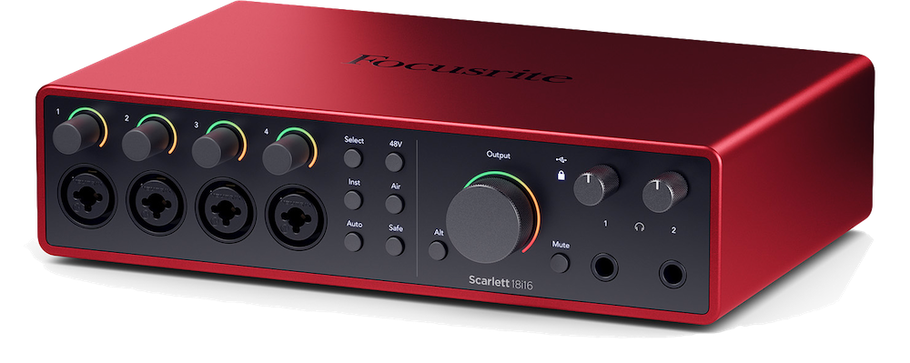 18 in/16 out audio interface, adat, auto gain, midi, spdif, monitor switch