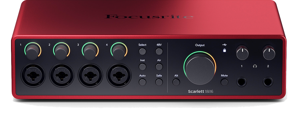 18 in/16 out audio interface, adat, auto gain, midi, spdif, monitor switch