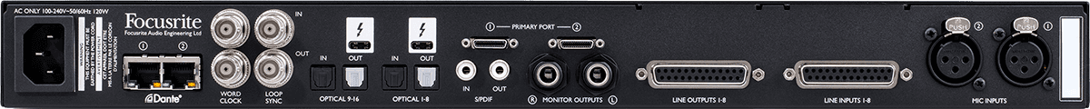 58x64 all-in-one interface, 32x32 Dante I/O