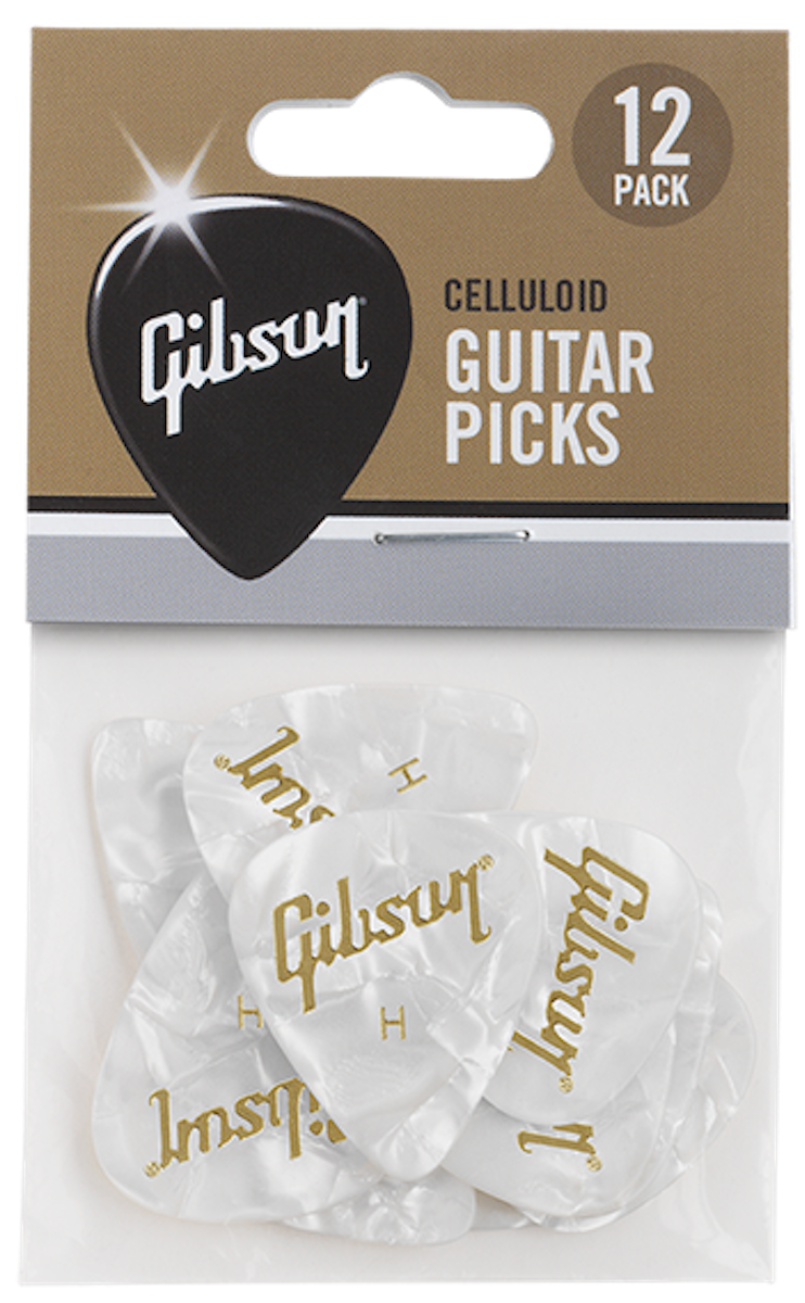 Pearloid White Picks, 12 Pack, Heavy