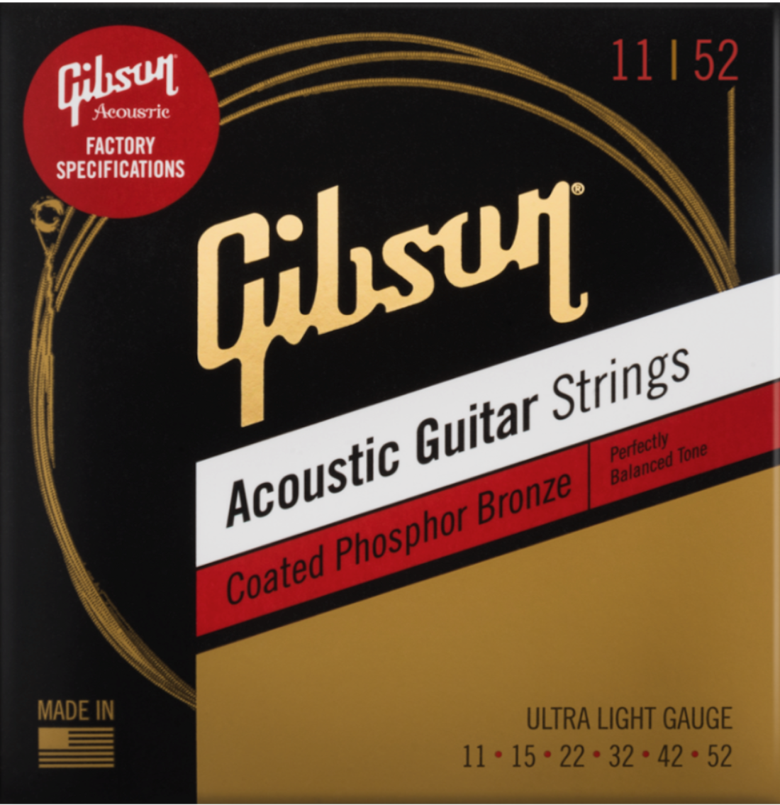 11-52 Coated Phosphor Bronze Acoustic Guitar Strings Ultra-Light