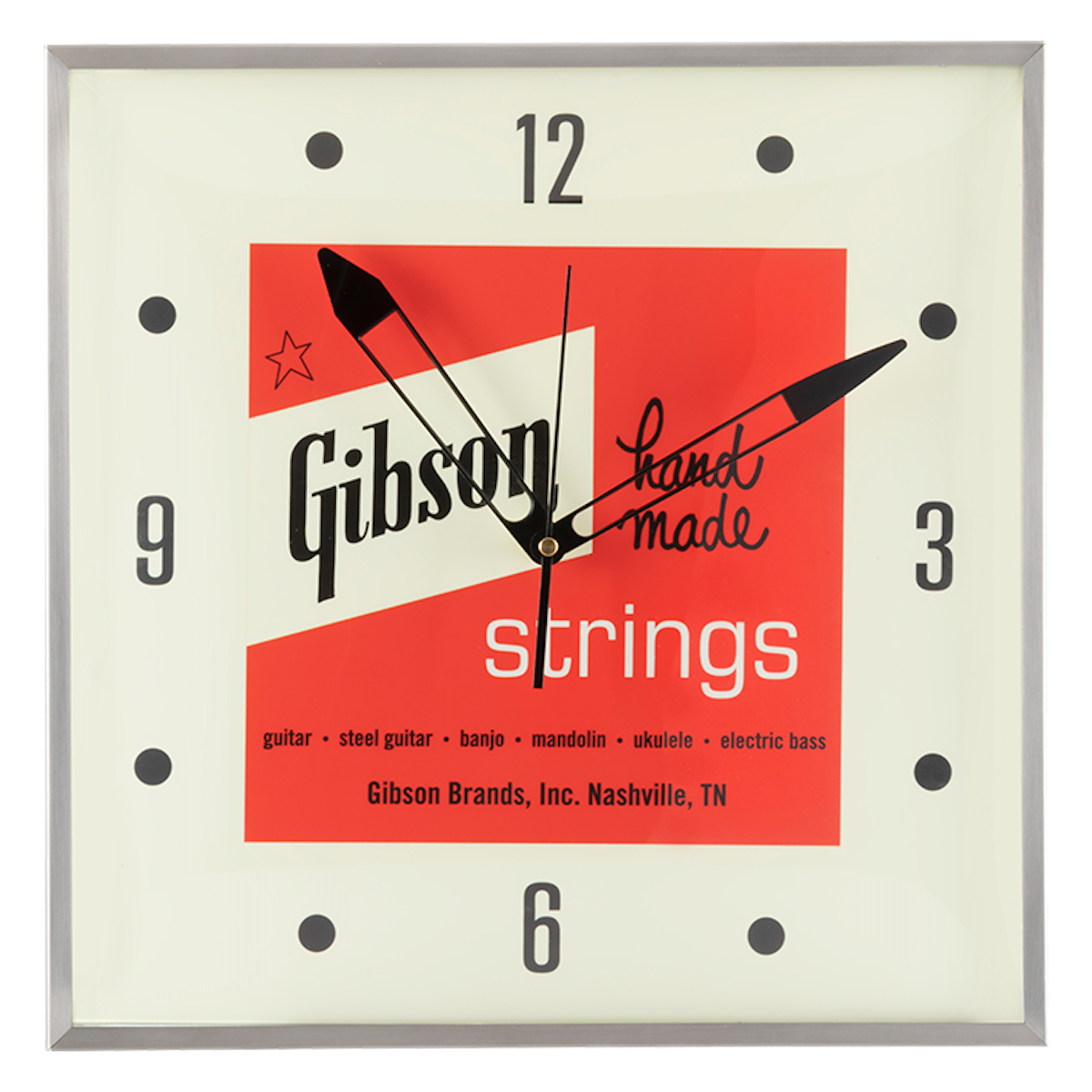 Gibson Vintage Lighted Wall Clock, Handmade Strings Sign