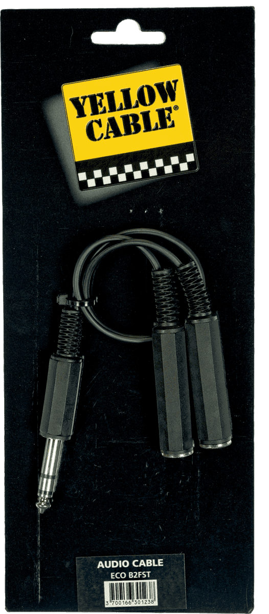 2 x 1/4 female jack to 1/4 TRS jack cable - 0,05 m
