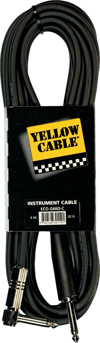1/4 molded jack to 1/4 angled metal jack cable 20ft/6m