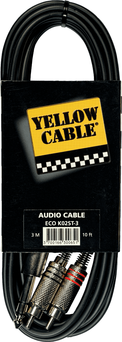 2 x rca to 1/4 TRS jack cable 9ft/3m