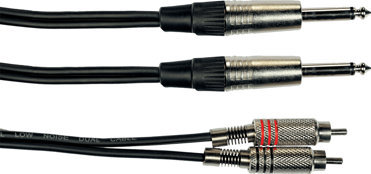 2 x rca to 2 x 1/4 jack cable 9ft/3m