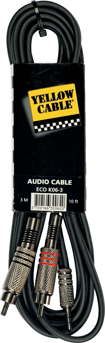 3 2 x rca to 3,5 mm TRS jack cable 10ft/3m