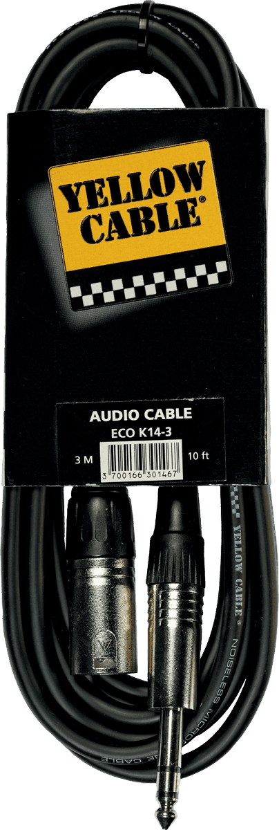 1/4 TRS jack to female xlr cable 10ft/9m
