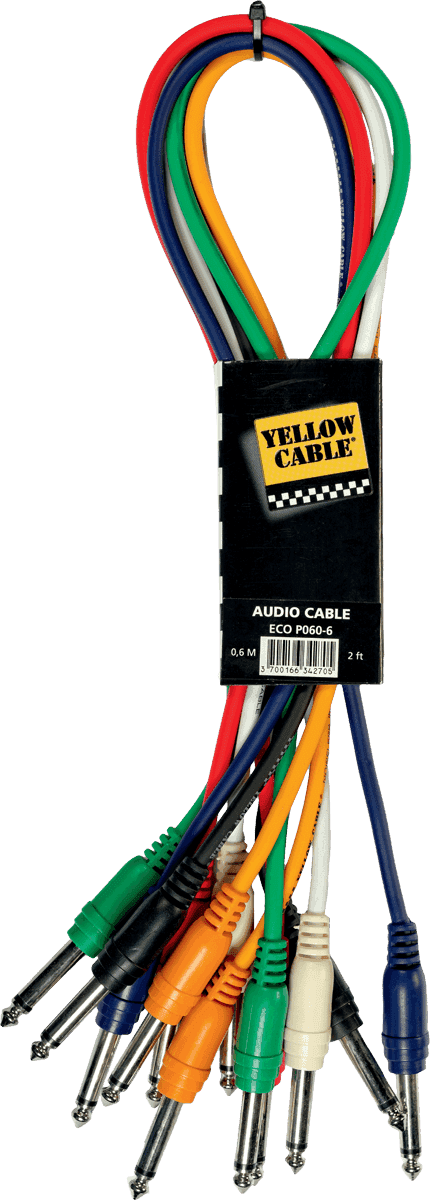 1/4 molded jack patch cable 1,8ft/0,60m set of 6
