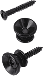 Stratocaster® type strap buttons w/screws - black - set of 2