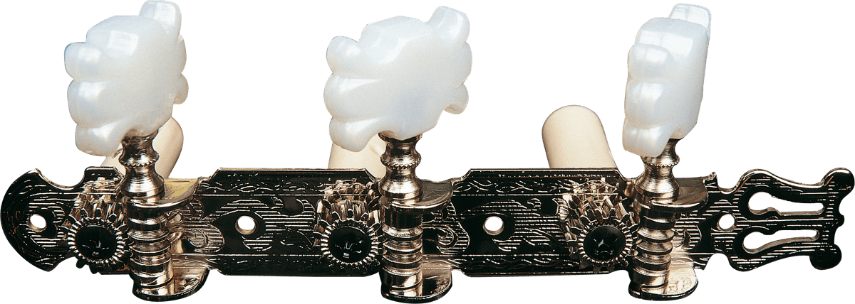 Platinum nickel machine heads with lyre - pearly buttons - 2 set 3 in a row