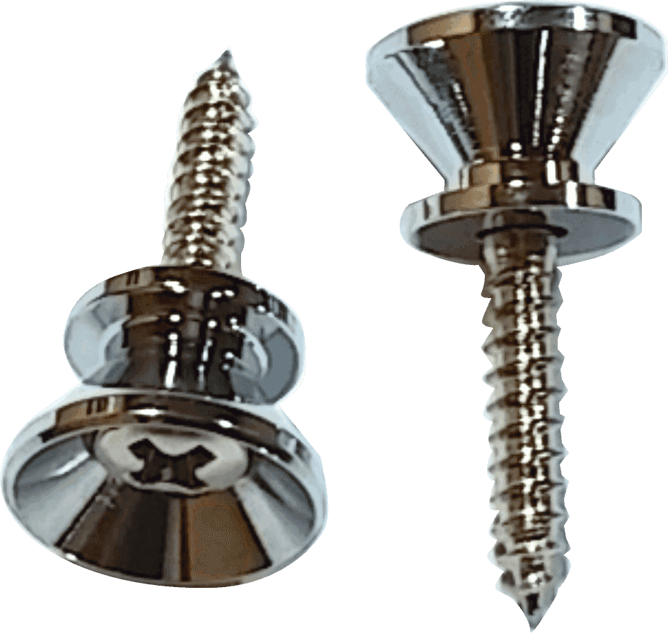 Stratocaster® style strap button, Brass, Chrome with screws - set of 2