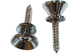 Stratocaster® style strap button, Brass, Chrome with screws - set of 2